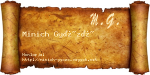 Minich Győző névjegykártya